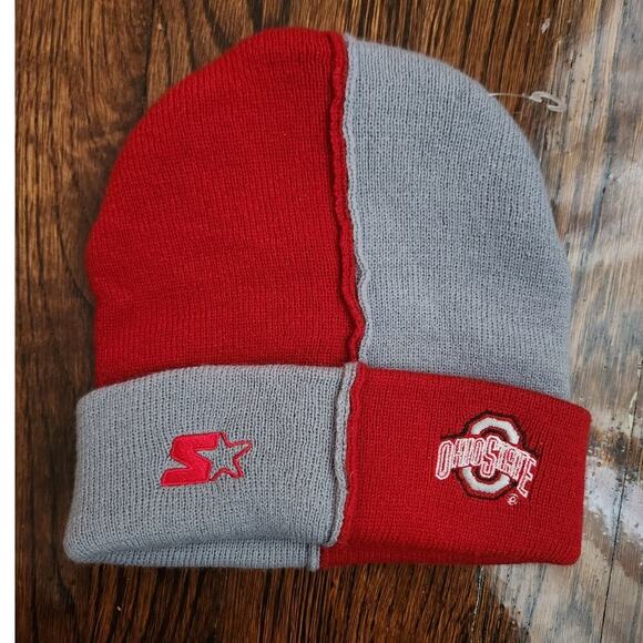 Starter Ohio State Beanie Red and Gray NWOT Adult Size Winter Hat VTG Knit Cap - Picture 4 of 6